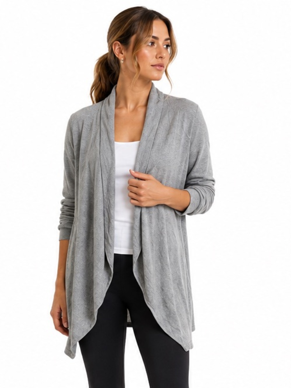 Threads 4 Thought Grey Modal Open Front Cardigan Duster XS